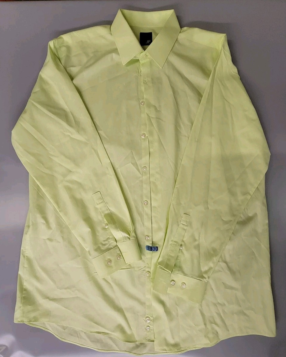 J Ferrar Slim Fit Button Up Summer Shirt Long Sleeve Yellow XL 17-17.5 34-35 J Ferrar Slim Fit Button Up Summer Shirt Long Sleeve Yellow XL 17-17.5 34-35