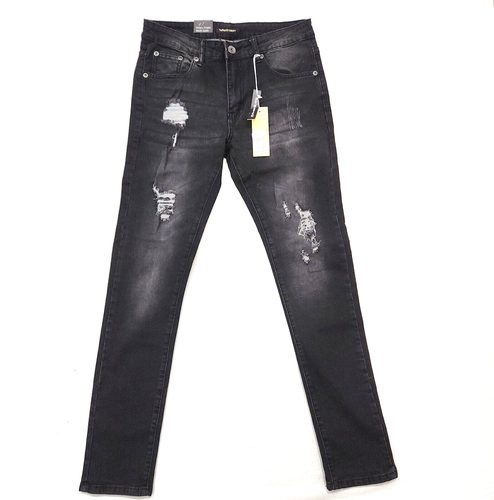 Thread Theory Men's Size 32X32 Super Stretch Skinny Fit Black Distressed Jeans - Picture 4 of 13