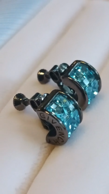 Vintage Givenchy Paris Blue Crystal Screw Back Hoop Earrings | eBay