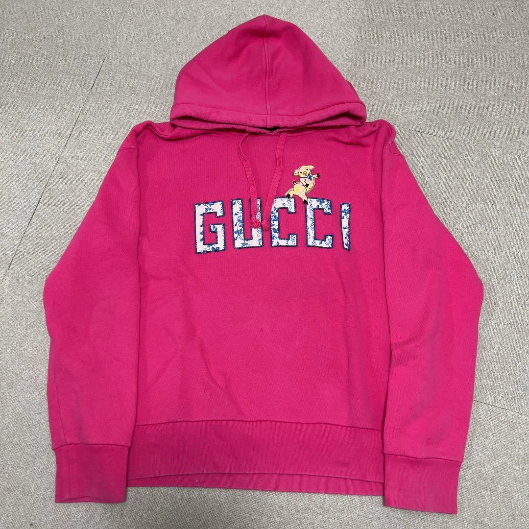 Gucci 18aw Piglet Pink Hoodie Cotton100% Shoulder width 61cm Made in Italy  | eBay