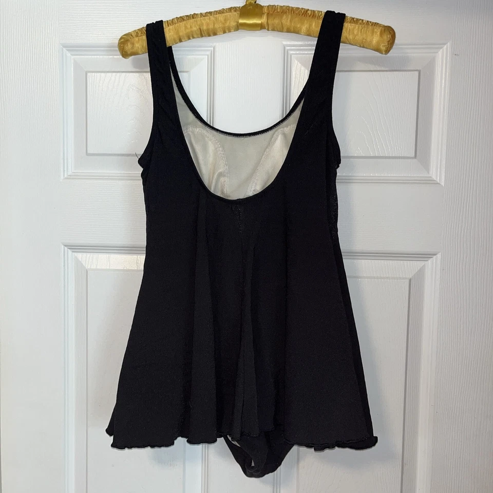 Traje de baño Esther Williams clásico funda color liso, negro sujetador bala 12 vintage Foto 4 de 4