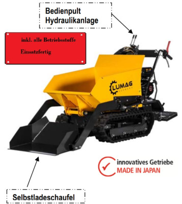 LUMAG MD 500H PRO S 6kW Minidumper Raupendumper Dumper MIT SELBSTLADESCHAUFEL