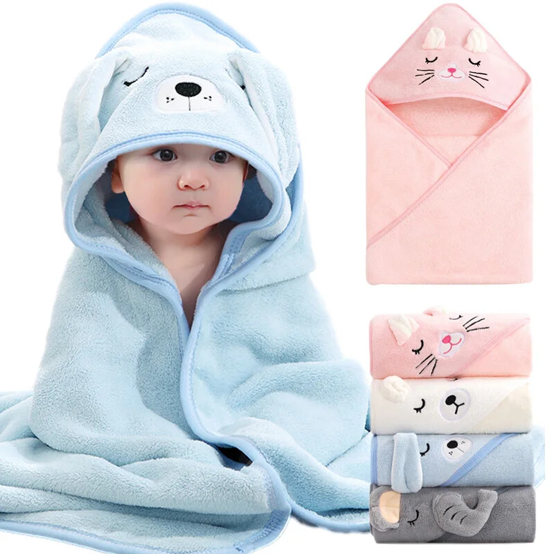 Cartoon Animal Baby Bath Towel Soft Newborn Hooded Towel Blanket