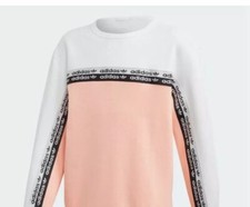 Adidas Originals Crew Sweatshirt, Black Pink White, Size Youth Large