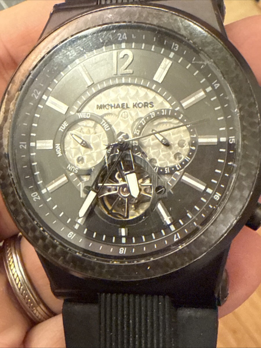 Michael Kors Dylan Men's Automatic Black Skeleton open heart Watch