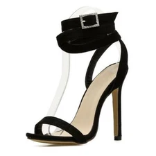 Womens Buckle Lace Up Bandage High Heels Sandals Cross Open-Toe Stiletto Shoes
