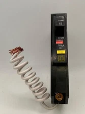 USED Square D QO115GFI 15 Amp 1 Pole 120V Ground Fault Circuit Breaker