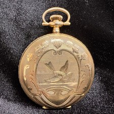 AMERICAN WALTHAM - 14K YELLOW GOLD ETCHED HUNTER CASE 15 JEWEL POCKET WATCH