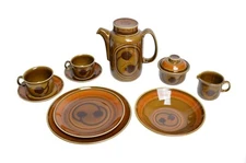 Figgjo Flint 'Lesja' Set 'Cups & Saucers, Teapot & Plates' / Norway Ceramic 1970