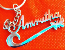 Personalize Key Chain Key Ring With Your Custom Name Hand carved Golden Color
