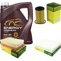 MANN-FILTER Inspektionspaket 5L Mannol Energy Premium 5W-30 FüR Opel