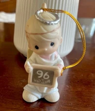 1996 Precious Moments PEACE ON EARTH IN '96 Boy Angel Porcelain Ornament #183369
