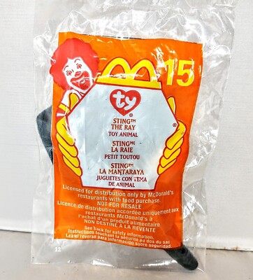 Sting the Ray McDonald's Toy Beanie Baby Plush Figure Stuffed Animal Luau Decor
