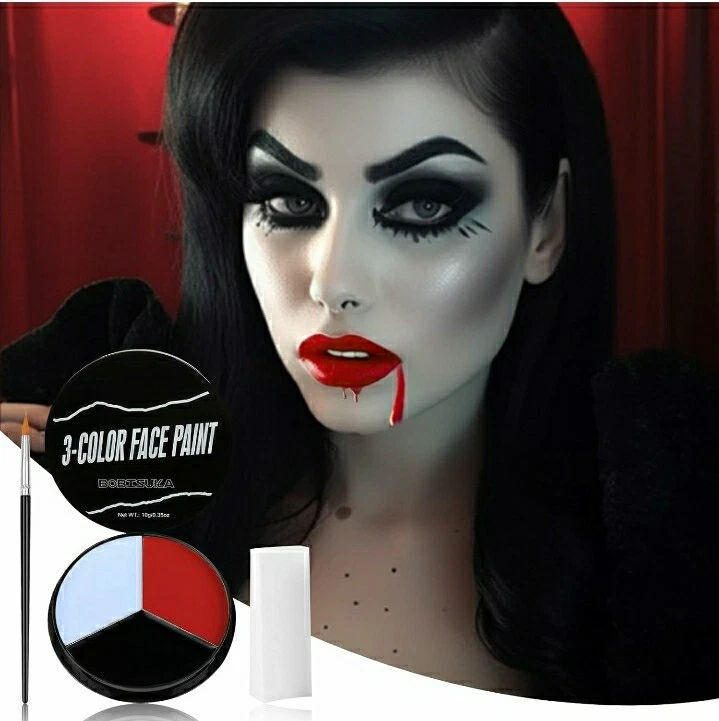 Kit de pintura facial al óleo BOBISUKA 3 colores maquillaje profesional deportes rojo/blanco/gris Foto 4 de 4