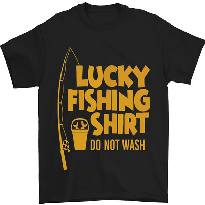 Lucky Fischen Fischer Lustig Herren T-Shirt 100% Baumwolle