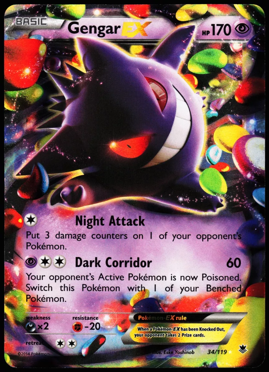 Gengar EX 34/119 XY Phantom Forces Holo Ultra Rare Pokemon Card Near M