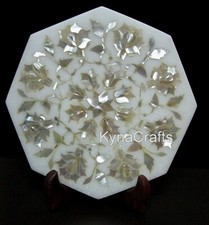 Servizio piatto decorativo marmo bianco 15,2x15,2 cm mop intarsio lavoro teiera stand