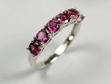 1.5ct Round Lab Created Ruby Ladies Wedding Half Eternity Band Ring 925 Silver