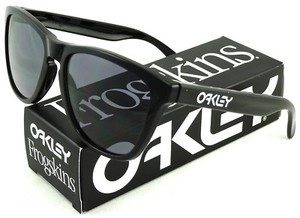 OAKLEY FROGSKINS SUNGLASSES 24-306 POLISHED BLACK / GREY LENS