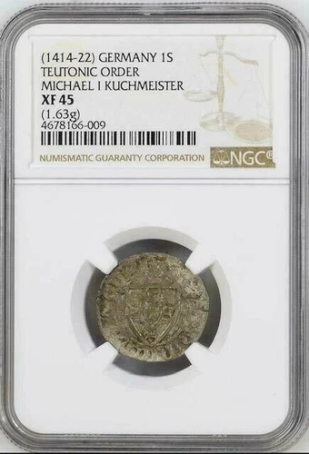 Germany Poland  Schilling 1414  NGC XF 45 Teutonic Order Michael I Kuchmeister