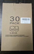 30 Pack 4.45 oz 2-Compartment Plastic Disposable Condiment Containers Snap Lids