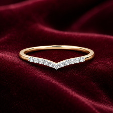 18ct Gold Wishbone Eternity Band Ring on Solid Sterling Silver 925 Hallmark