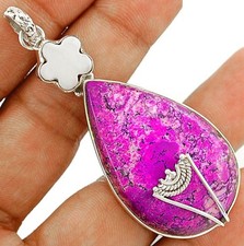 Natural Purple Dendrite Opal 925 Sterling Silver Pendant