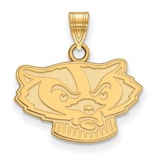 10k Gold LogoArt University of Wisconsin Badger Small Pendant