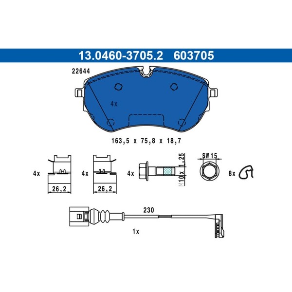 Bremsbelagsatz Scheibenbremse ATE 13.0460-3705.2 FüR VW Multivan T7-image