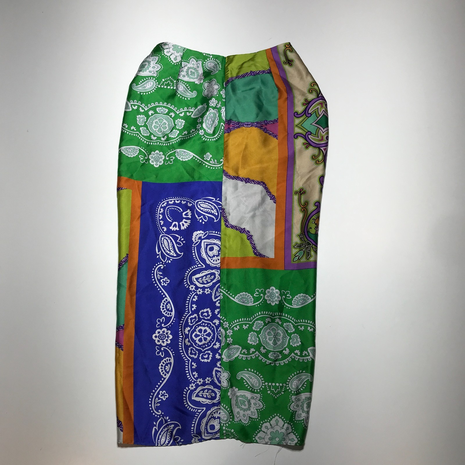 Zara Multicolor Patchwork Front Slit Satin Midi K… - image 10