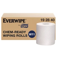 Tork 192840 1-Ply 12 x 5.25 Chem-Ready Wiping Rolls - White (6/Carton) New