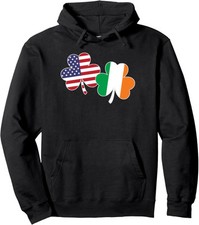Irish American Flag Shamrock USA Ireland St Patricks Unisex Hooded Sweatshirt
