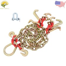 516in 3 Ft Truck Tow Chain G80 V - Bridle Chain With Rjt Cluster Hooks 10800lbs