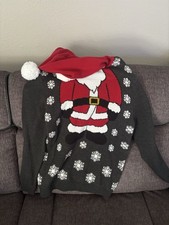 Unisex Kids Christmas Ugly Sweater Santa Snowflake Knit Pullover Crew M