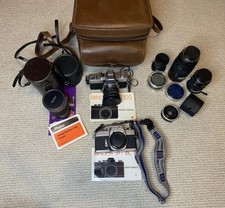 Vintage Minolta SRTMC-2  SRT 100 Lot Bundle Of 4 Lenses Accessories Manuals Bag