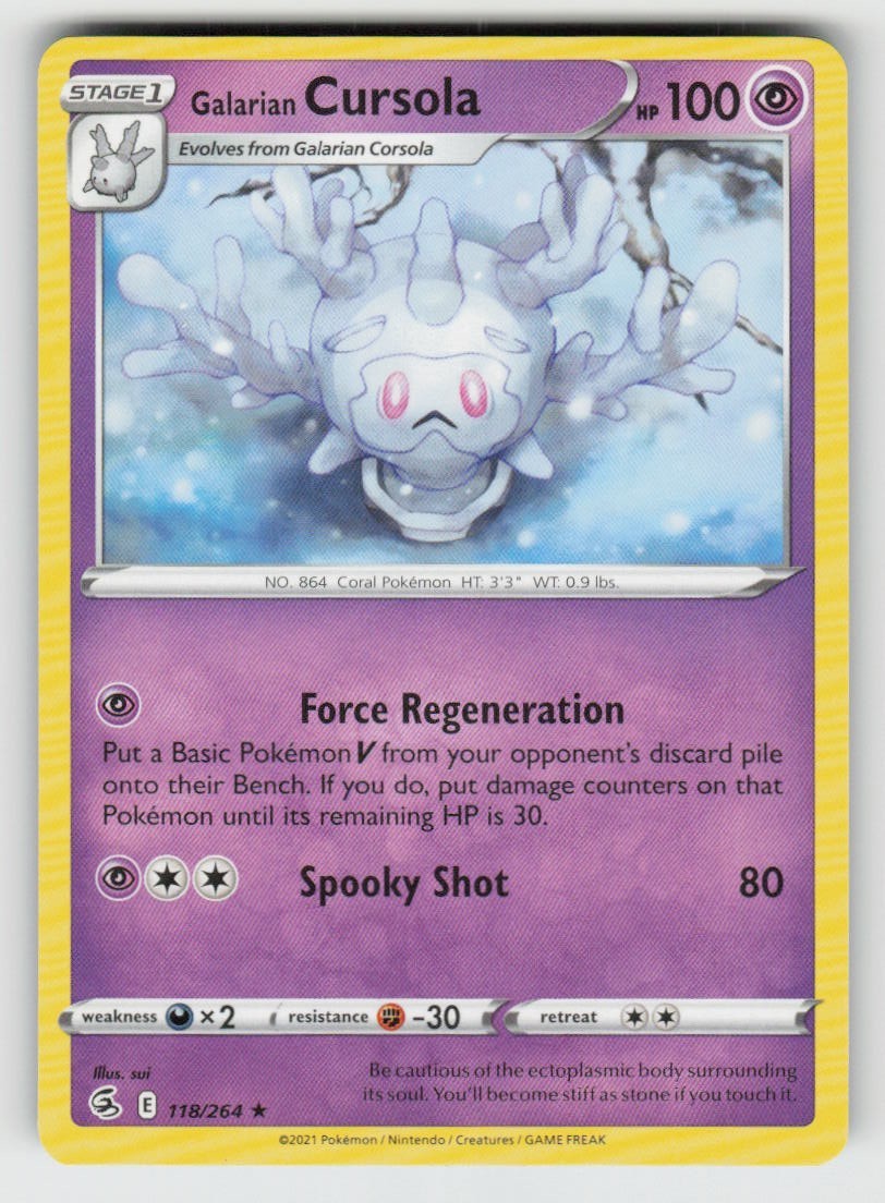 Galarian Cursola 118/264 Rare Fusion Strike Near Mint