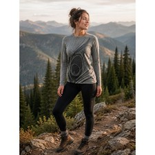 Icebreaker Merino 200 Bodyfit Mujer S Gris Pluma Pavo Real Larga Slv Capa Base