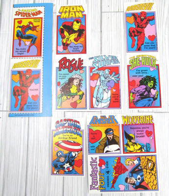 Marvel Comic Valentines Cards 1990s Wolverine Rogue She Hulk Iron Man VTG A2