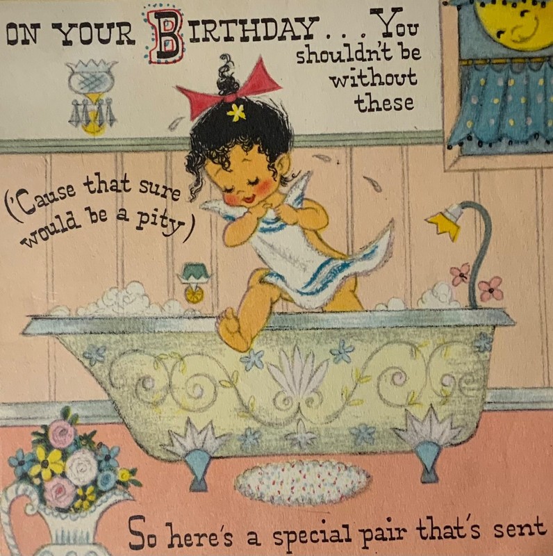 Vintage Coutts Birthday Card Pretty Girl Getting Out Of Tub Pop Up Pantaloons