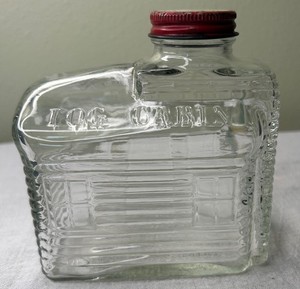 Vintage Log Cabin Syrup Bottle with Original Red Coin Slot Lid, 1950s, USA