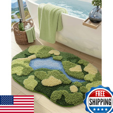 DEXI Moss Bath Mat, Ultra Thick Soft Green Bathroom Rug, Absorbent, Non-Slip