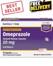 HealthCareAisle Omeprazole 20 mg 42 Delayed-Release Capsules Acid Reducer 42 ct