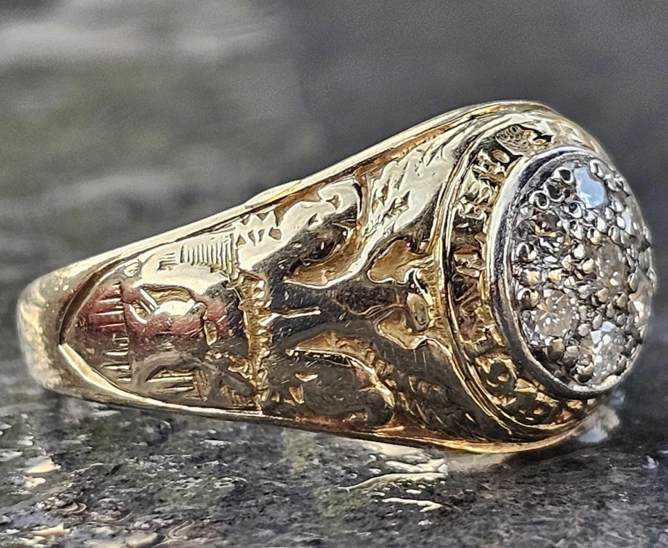 USMA Military West Point Diamond Signet Ring Bailey Banks Biddle 14k 7.5g sz 6.5 - Image 2 of 4