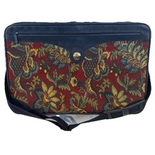 Vtg Rare Jordache Floral Tapestry Carpet Bag Carry On Suitcase 20x13 Suede Trim