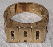 **HEAVY 9ct 375 Yellow Gold Curb Link 'DAD' Ring Size X. 12 grams in Gift Box**