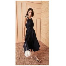 Ulla Johnson Joni Tie-Detailed Belted Cotton-Poplin Midi Dress Size 8