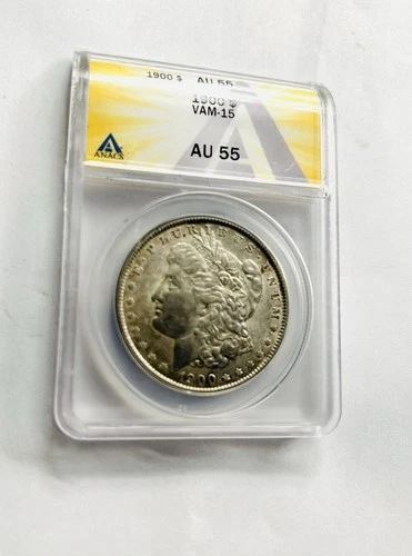 1900   ANACS  MORGAN  SILVER  DOLLAR  -  VAM  15 AU-55