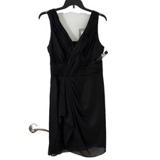Tahari Faux Wrap Midi Dress M Black Event Evening Cocktail $148.00 Fully Lined
