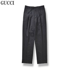 90s Vintage Italian Old GUCCI Two-Tuck Slacks Pants Trousers Tapered Silhouette