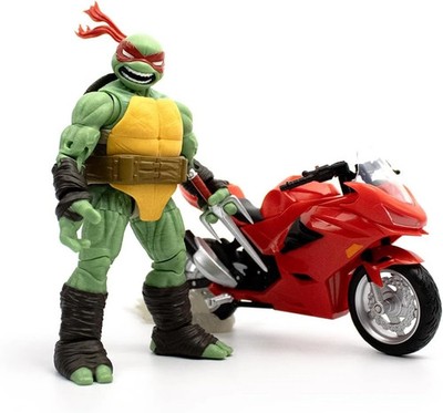 Figura Raphael With Motorcycle Las Tortugas Ninja Articulada 13 cms